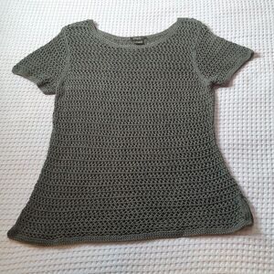 Eddie Bauer vintage cotton knit shirt sleeve sweater size XL